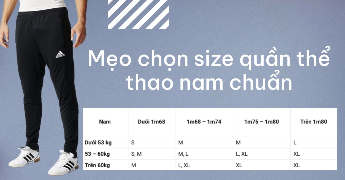 Size quần thể thao nam