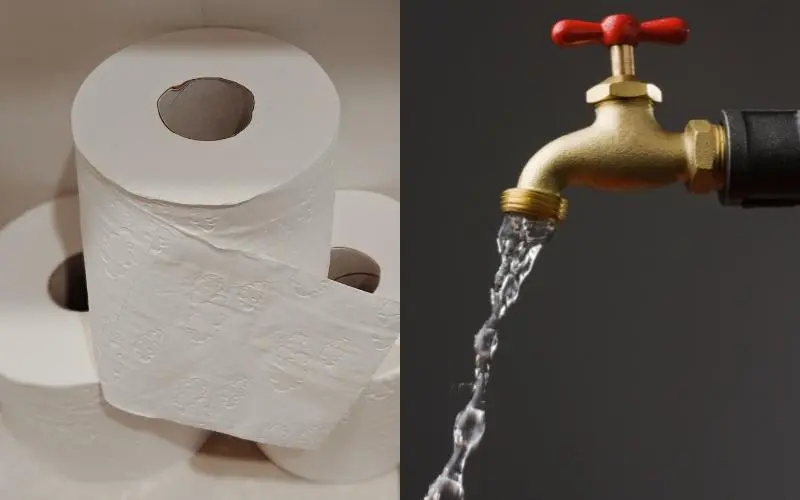 Làm sạch giày trắng bằng giấy vệ sinh và nước