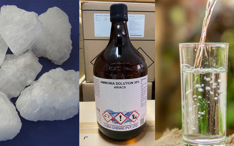Hỗn hợp amoniac loãng, phèn và nước ấm
